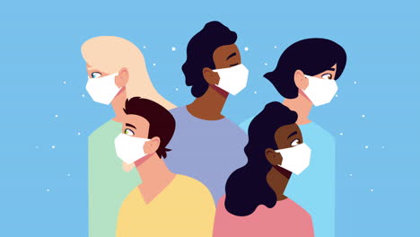 grupo de personas que usan máscaras faciales para covid-19