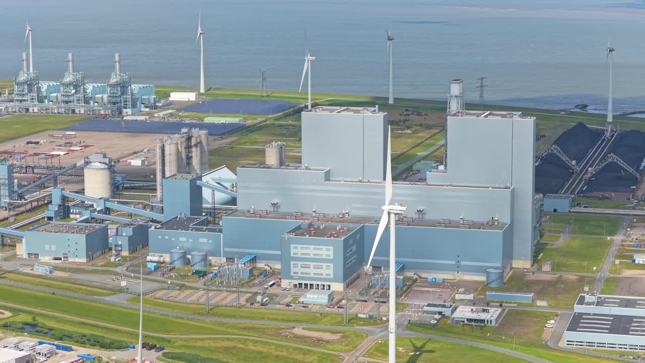 Industrial coal and biomass power plant in Netherlands, energy production