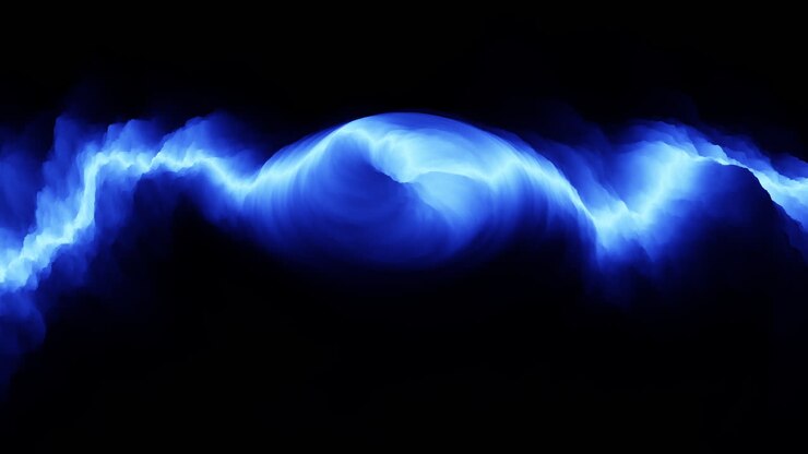 Onde blu a spirale fluide e futuristiche