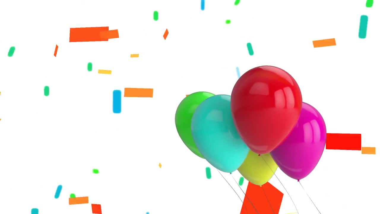 globos flotantes y confeti