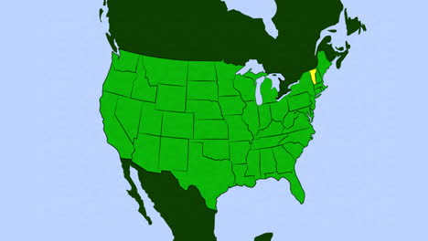 Animación-2D-Del-Mapa-Estadounidense-Con-Vermont-Resaltado