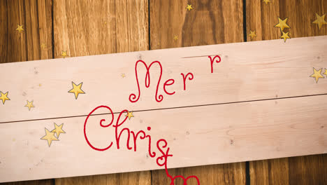 animation of merry christmas text over stars falling