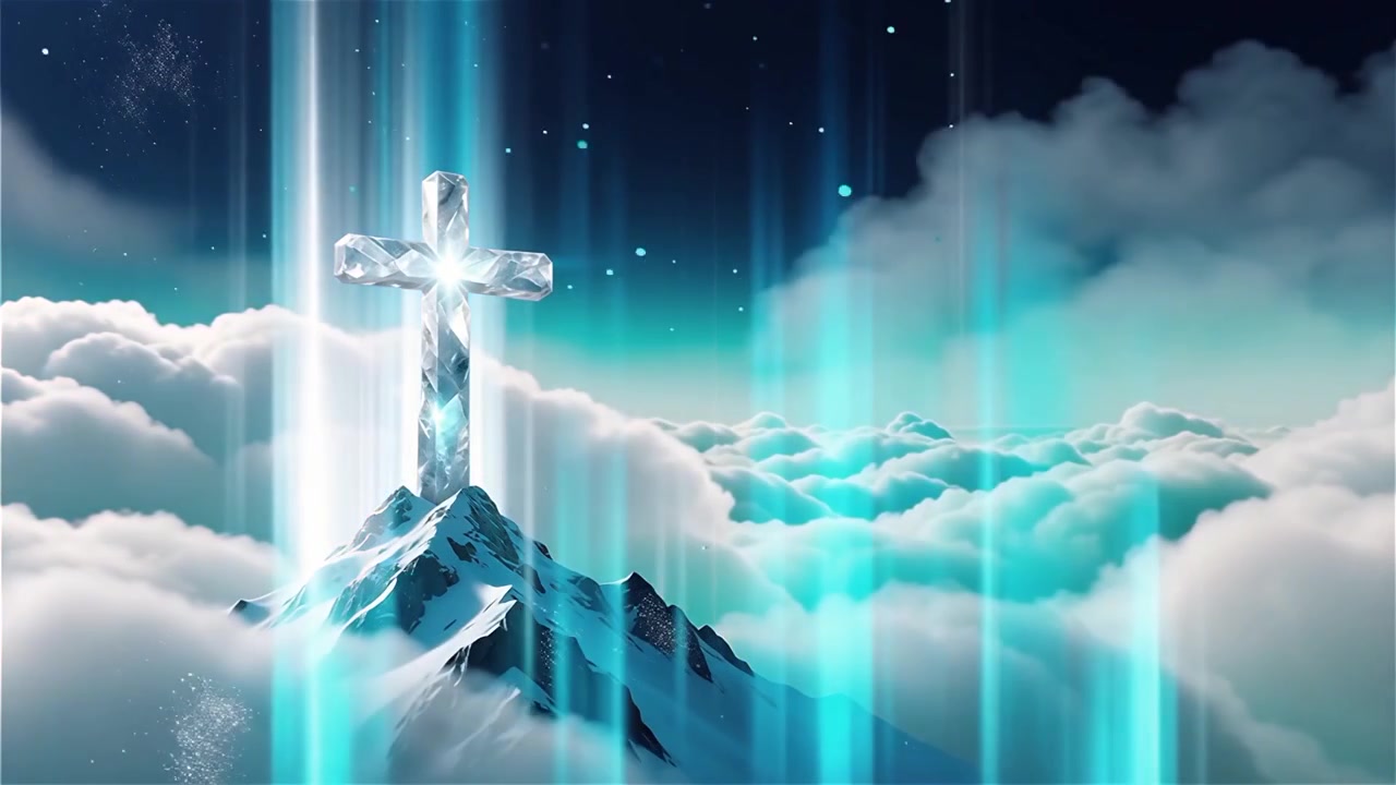 Christian Cross Heavenly Light Worship Background
