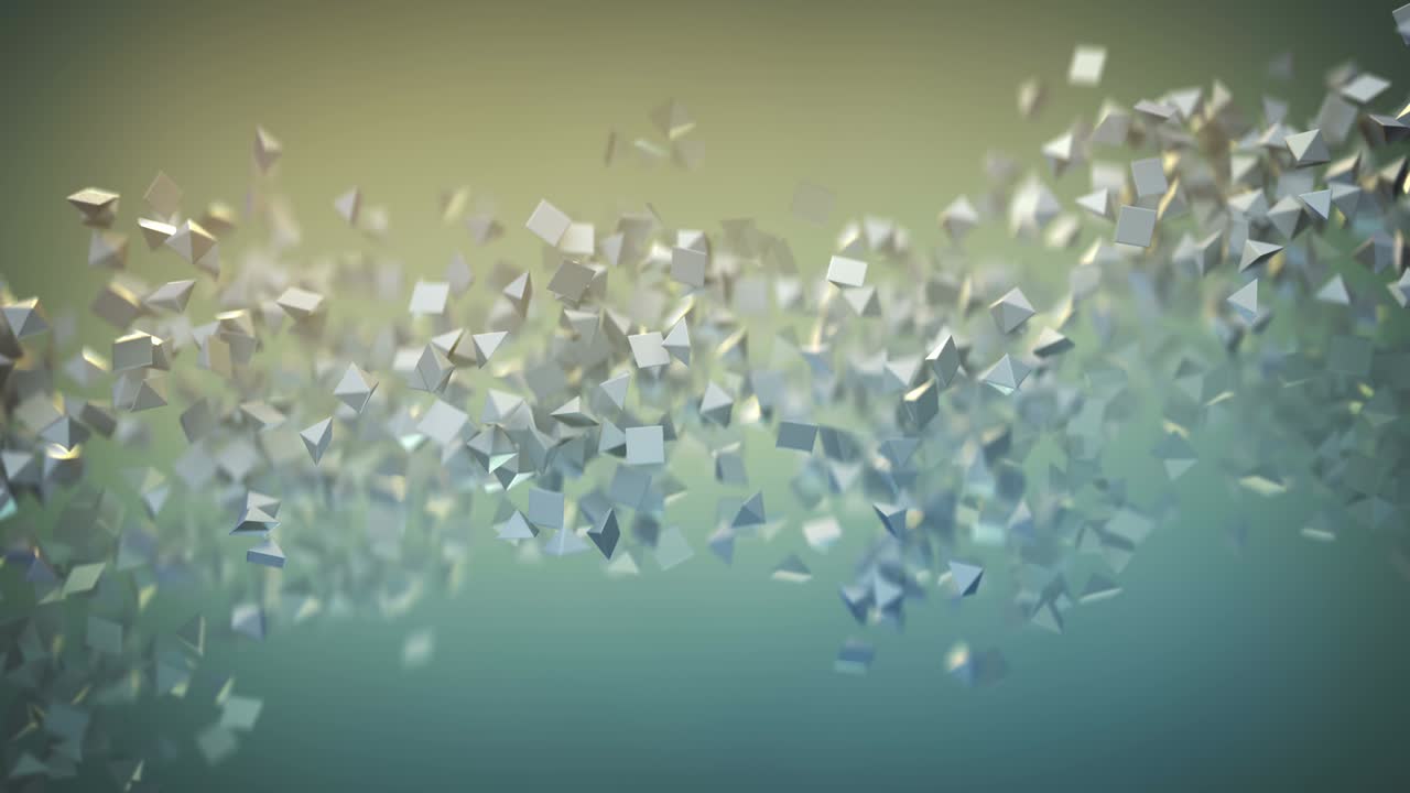 Stream of floating pyramids seamless loop 3D render animation