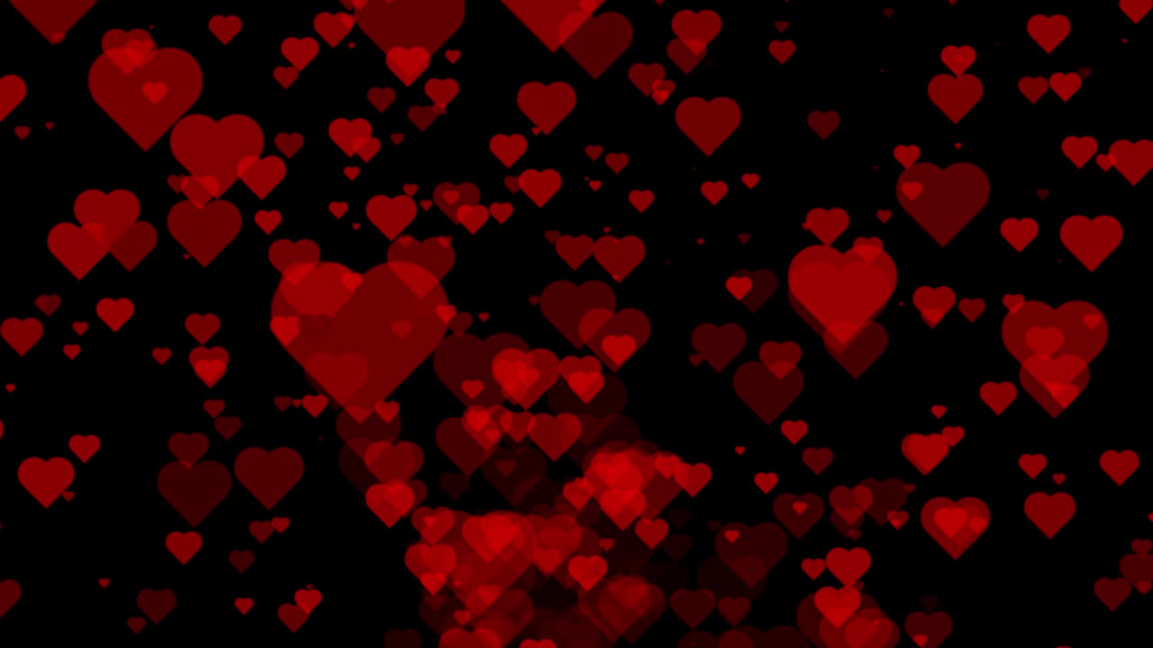 partículas de corazones voladores el día de san valentín fondo abstracto 4k