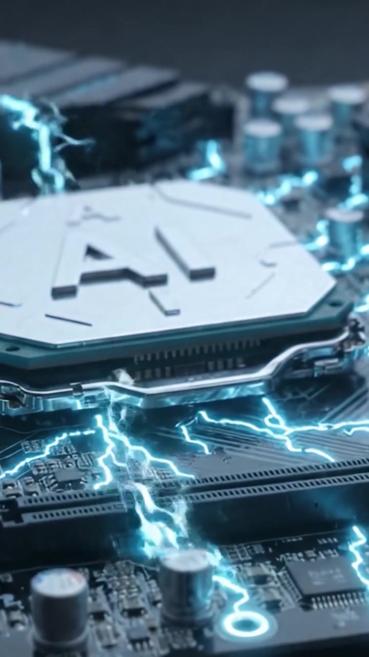 A Close-Up View of Advanced Microprocessor Technology with Detailed Electronic Components and AI Features Showcase, Highlighting the Future of Computing Innovations