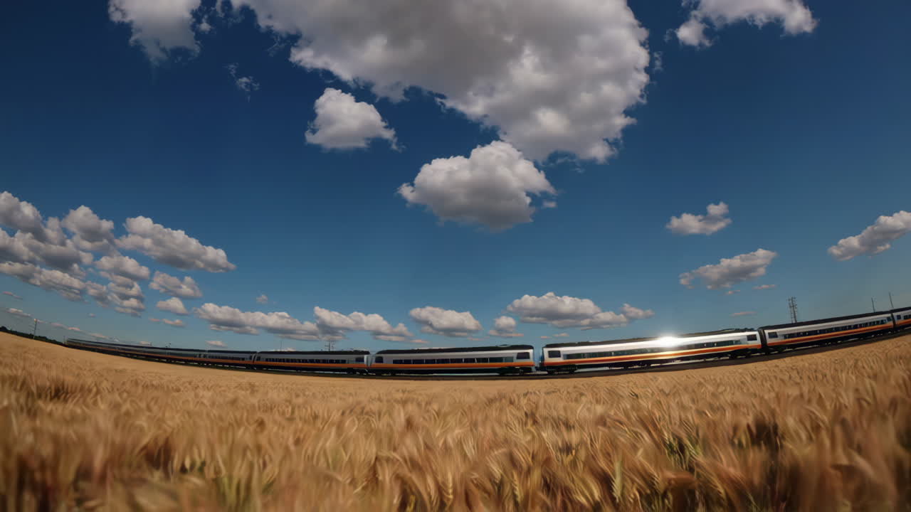 Train Passing Through a Wheat Field