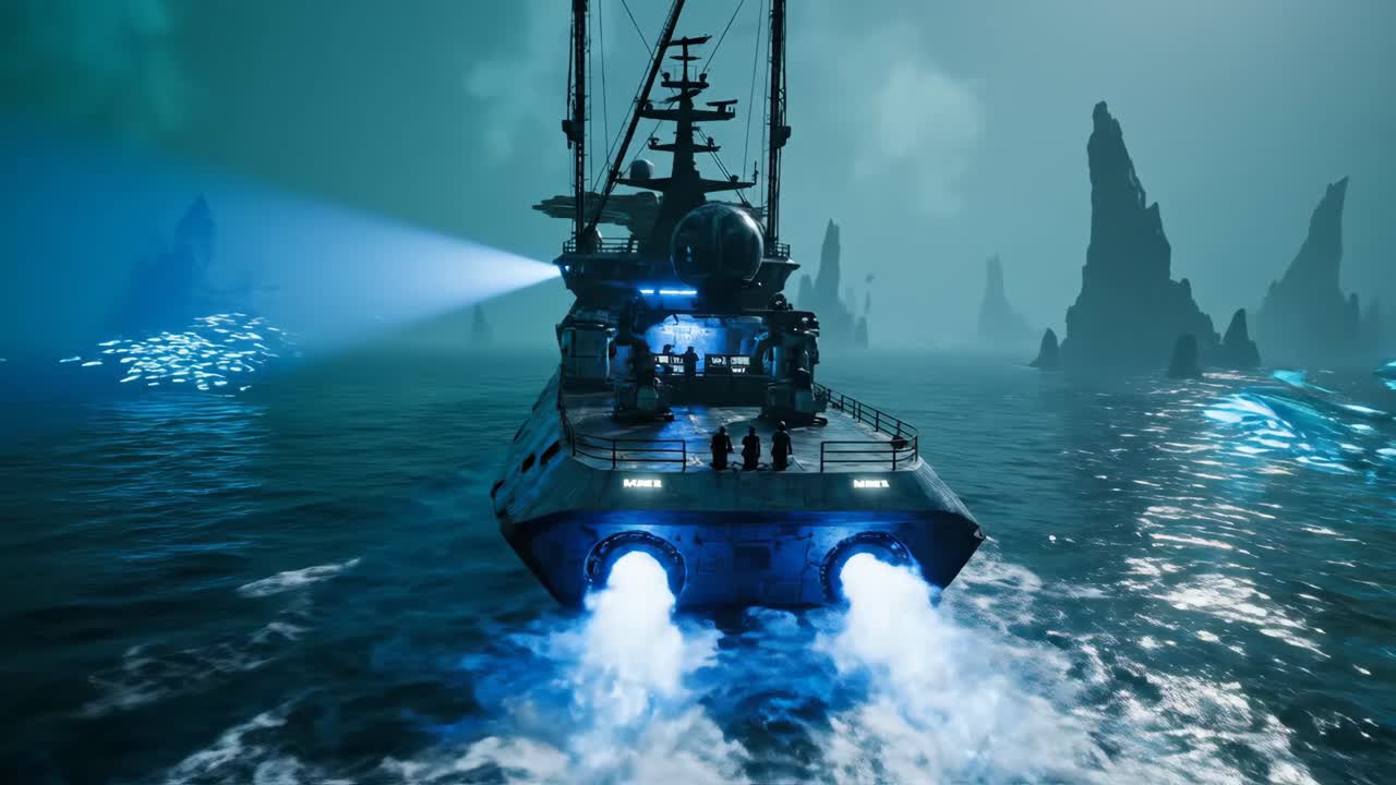 Futuristic Boat on the Ocean