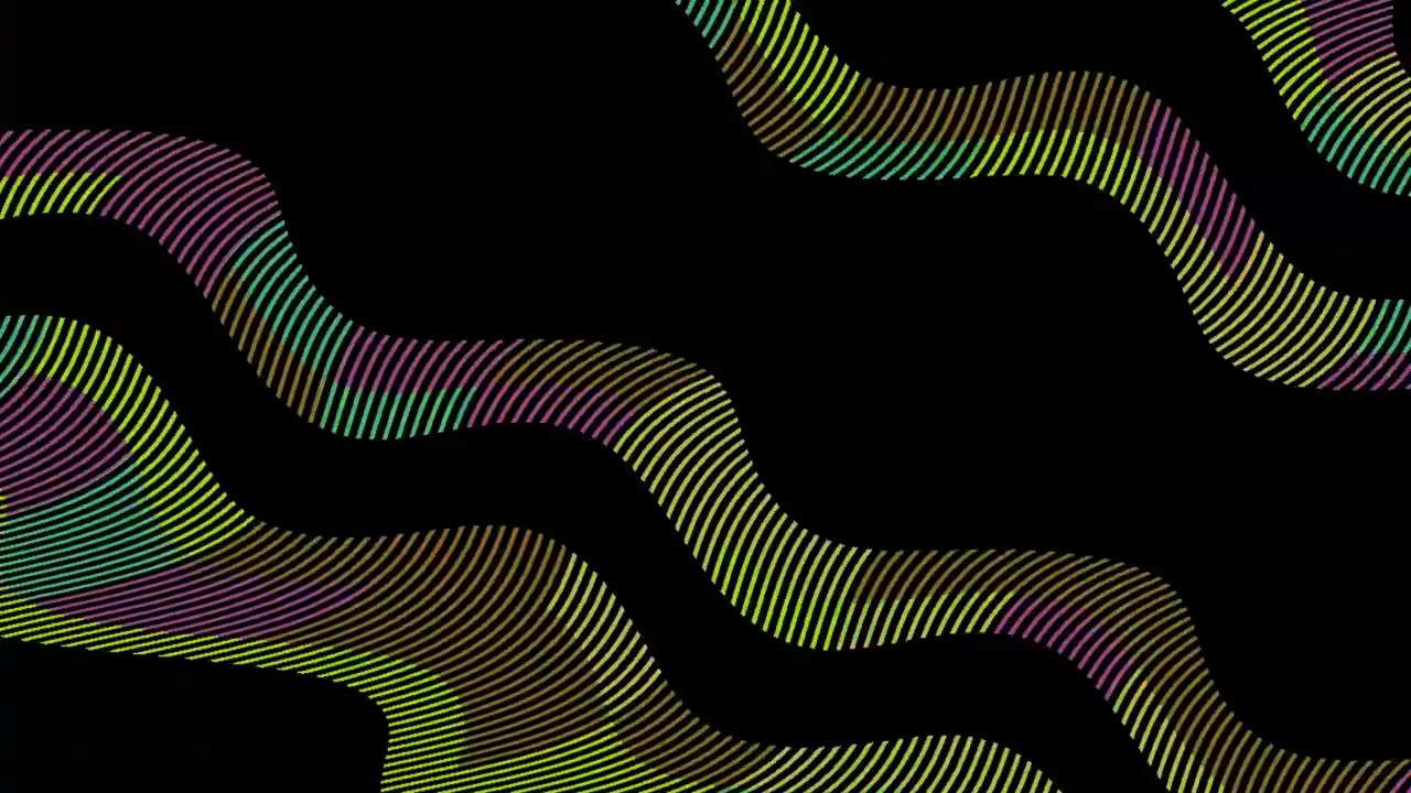Abstract Wavy Lines Moving on Black Background