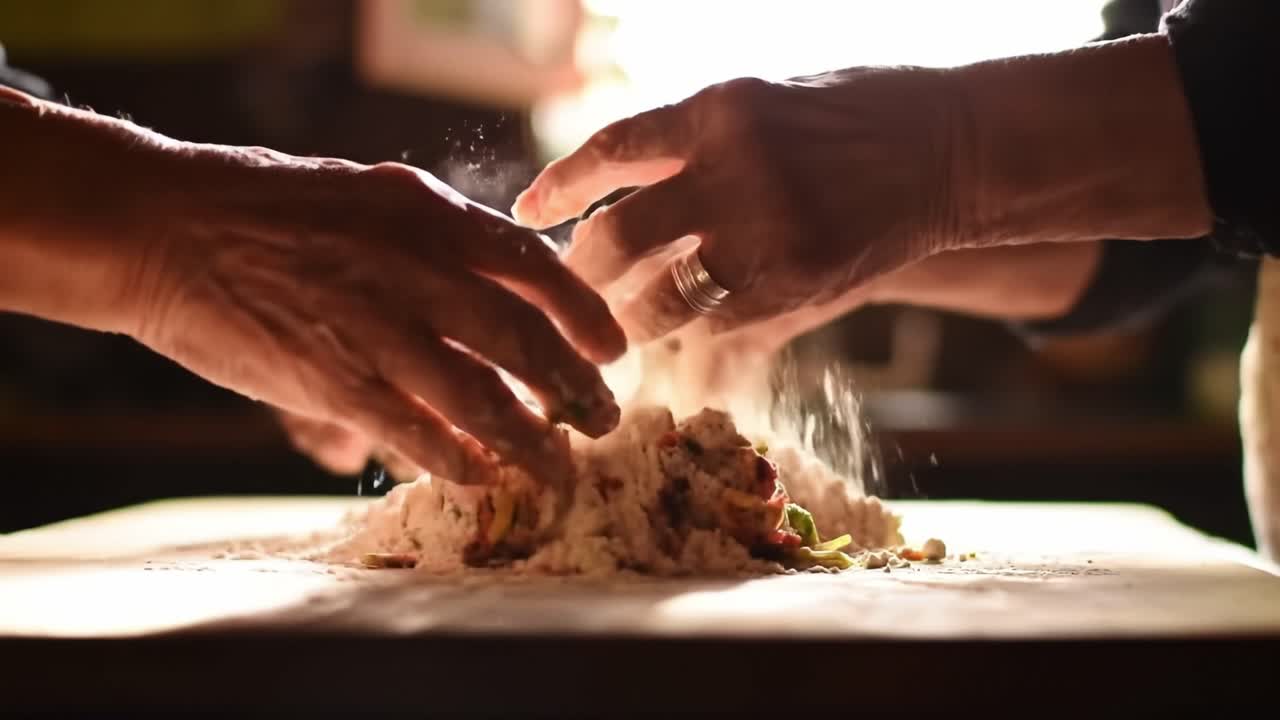 Hands Kneading Dough for Homemade Pasta