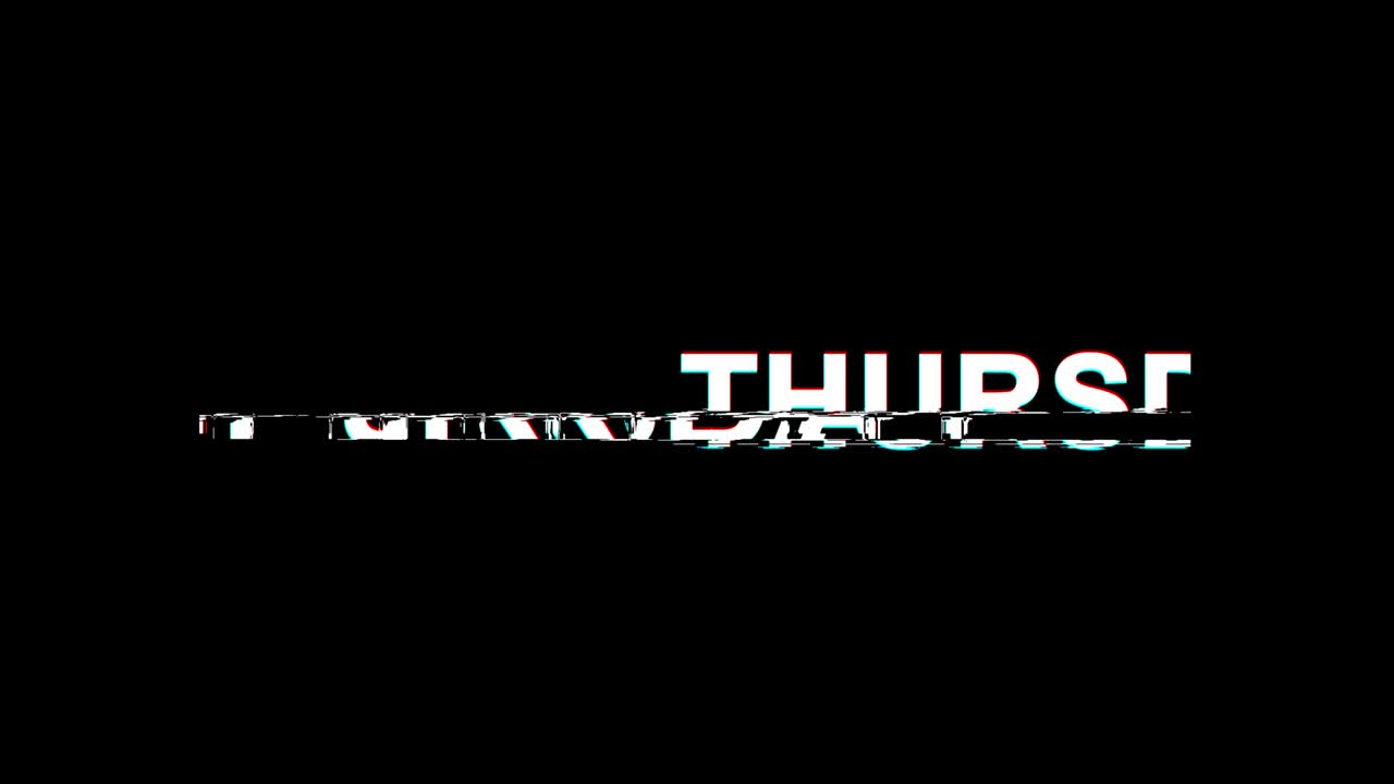 efecto de glitch del jueves texto distorsión de televisión digital animación en bucle 4k