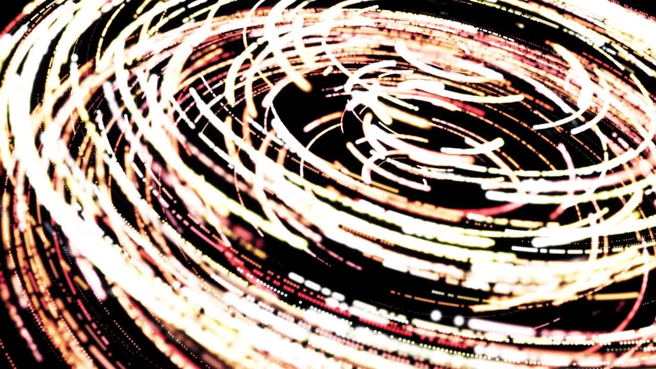 Abstract technological background with many narrow lines forming tornado. Animation. Dynamic background with spinning helix.