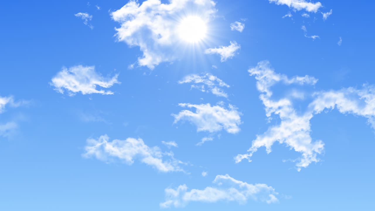 구름과 태양이 있는 파란 하늘
