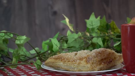 delicious apple turnover with a hot beverage for desert or breakfast