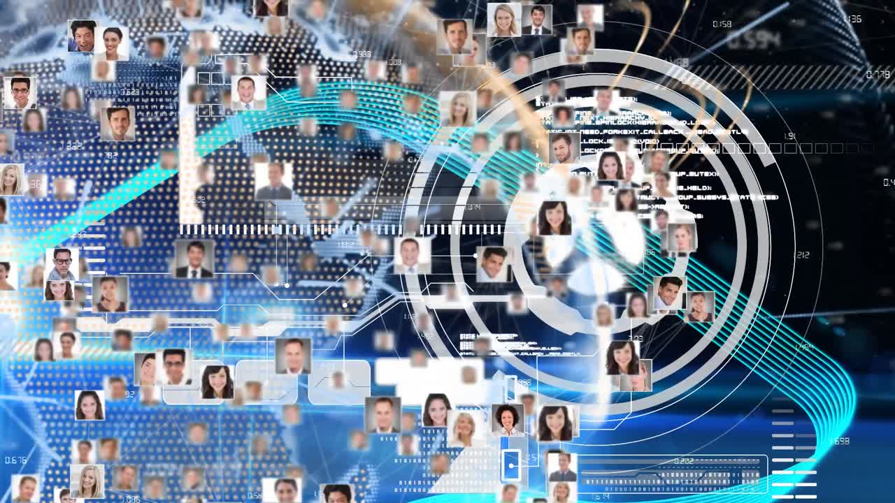 사람들과의 연결 네트워크의 애니메이션 사진