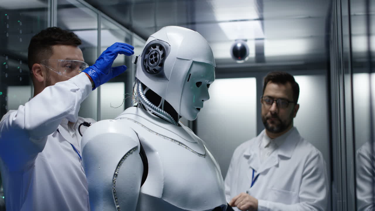 mantenimiento del robot en una sala de servidores