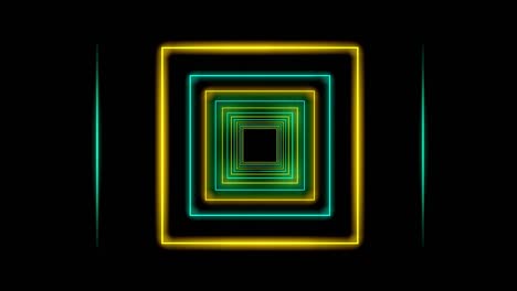 túnel de neón utilizando líneas cuadradas brillantes que crean un patrón de efecto de luz - 4k