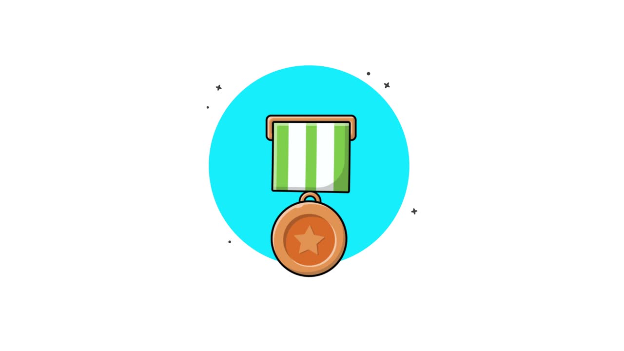 Médaille de dessin animé animée avec une étoile et un ruban rayé