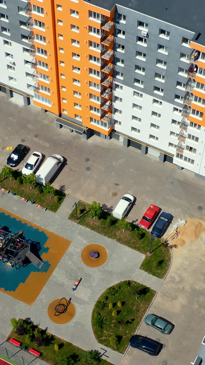 Contemporary residential design of apartment building. Aerial view of new modern house building
