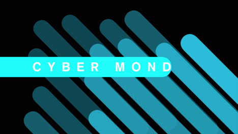 cyber monday with blue stripes on black gradient