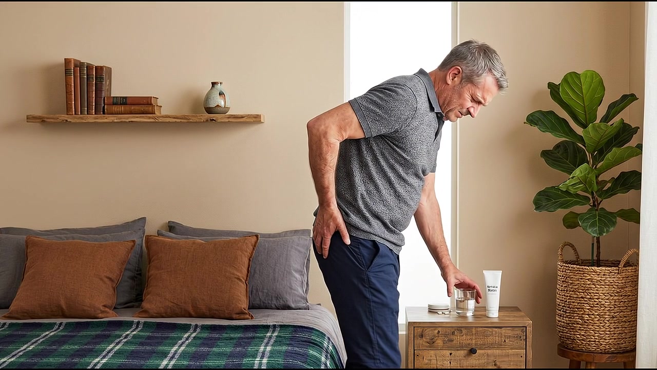 Man Holding Lower Back with Signs of Physical Injury