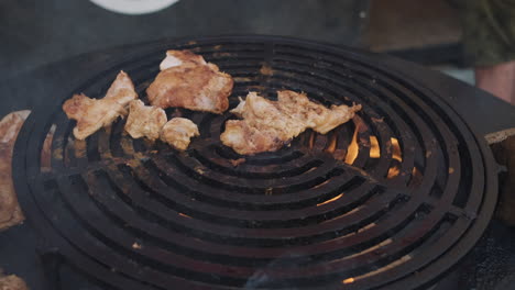 pollo a la parrilla en una parrilla redonda