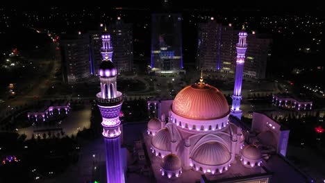 mosque pride of muslims named after the prophet muhammad in the city of shali. the largest mosque in europe. aerial view