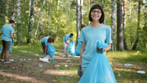 community cleanup in a forest