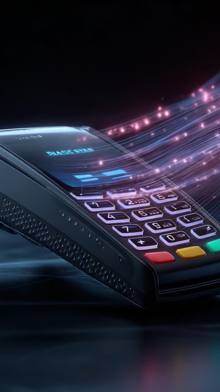 High-Tech Payment Device with Dynamic Energy Flow, Showcasing Modern Technology and Digital Transactions in a Captivating Visual Display