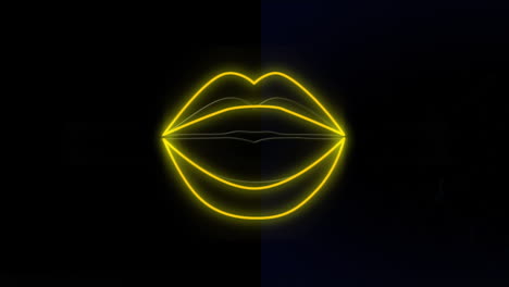 animación de boca de neón y humo sobre fondo negro