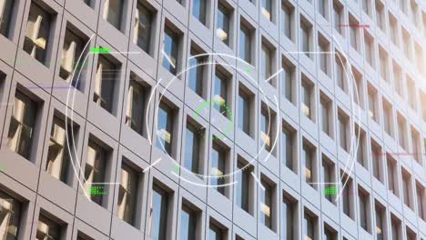 animación del visor y el fallo sobre el edificio de oficinas