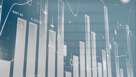 Animación-Del-Procesamiento-De-Datos-Estadísticos-A-Través-De-La-Red-Grid-Sobre-Fondo-Azul-Degradado.