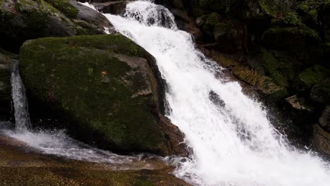 Moss-Covered-Rocks-in-Rushing-Bugio-River,-Portugal