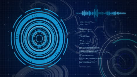 animación del escaneo del alcance y el procesamiento de datos en una pantalla digital