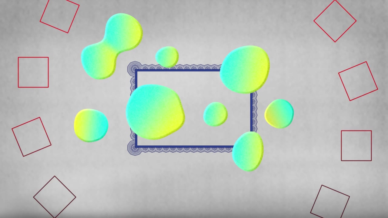 Animation of shapes moving over frame