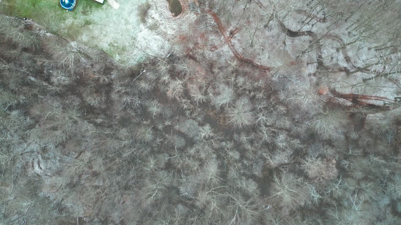 미국 오하이오 주 워렌, 겨울 동안 주거 지역의 마른 땅의 오버헤드 샷