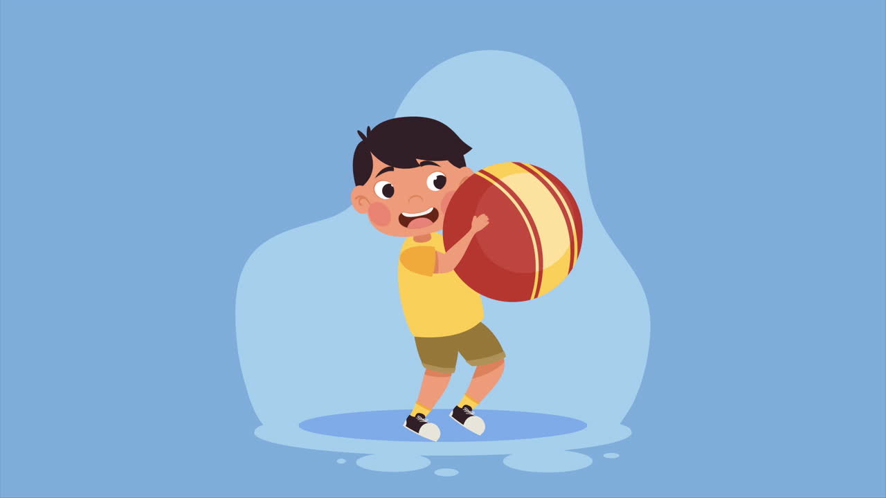 niño sonriente sosteniendo una pelota de cricket