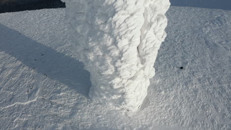 frozen ice formations on a snowy mountain