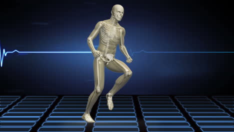 Cuerpo-Digital-Corriendo-Sobre-Fondo-De-Ecg