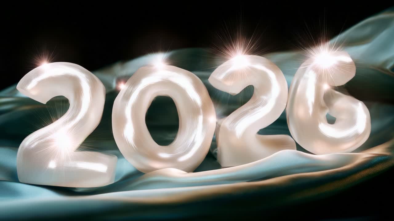 A Glimmering Celebration of the Year 2026 Captured in Two Stunning Frames, Featuring Illuminated Numbers on a Luxurious Fabric Background Emphasizing the Importance of Time and Milestones in Our Lives