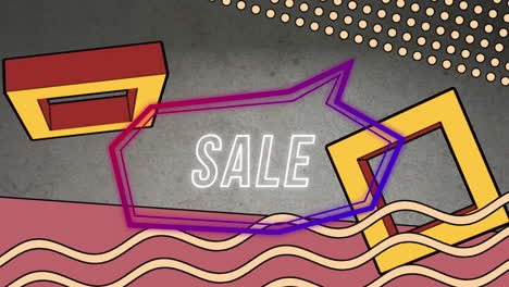 animación del texto de venta en la burbuja de habla retro