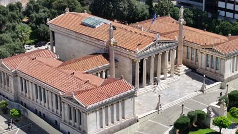 academy of athens amazing aerial close up shot on a sunny day.