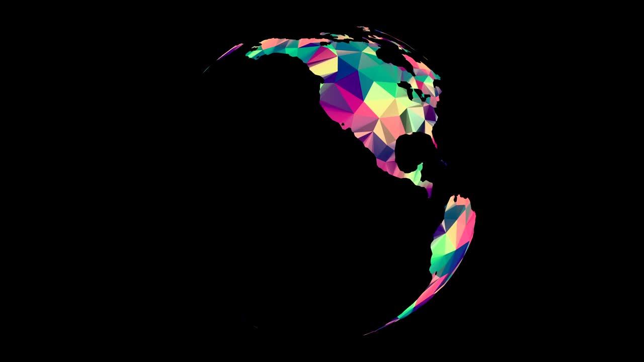 회전하는 다각형 다채로운 지구