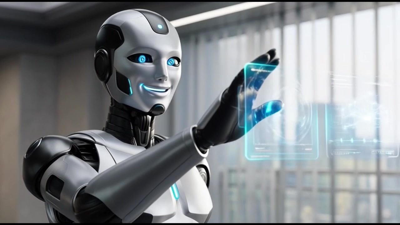 Robot umanoide con interfaccia dati olografica