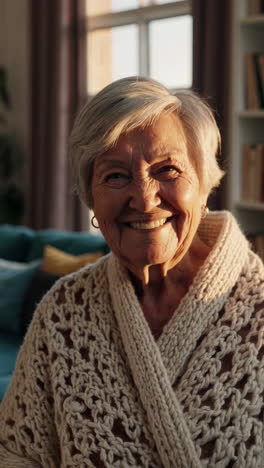 smiling elderly woman at home