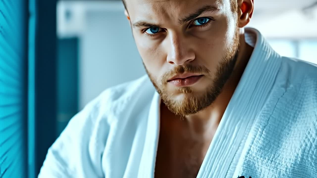 Un uomo con una veste bianca che guarda fuori dalla finestra