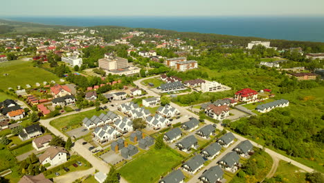 Panoramic-View-Of-Settlements-On-Cityscape-In-Nature-Landscape-At-Rozewie,-Jastrzebia-Gora-In-Poland