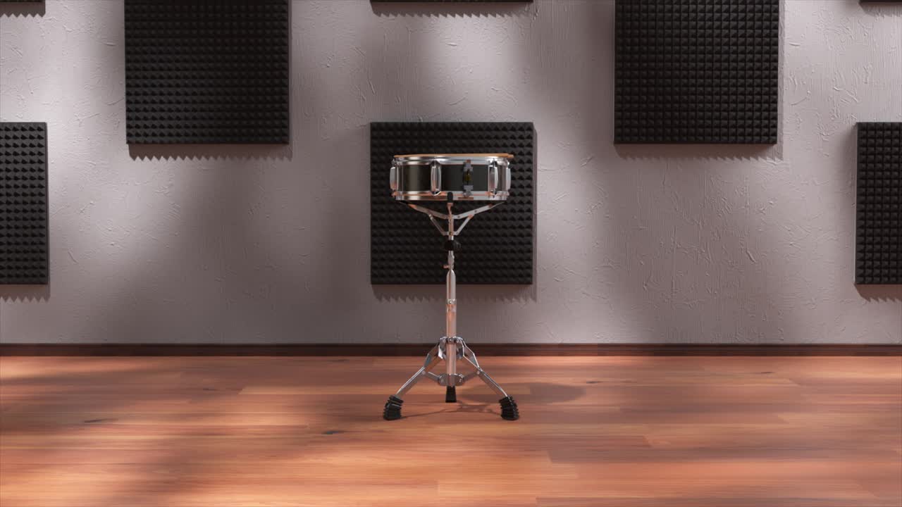 방음 녹음 스튜디오 에서 드럼 을 연주 하는 것