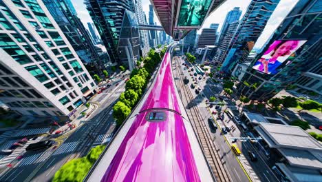 high-speed train in futuristic city