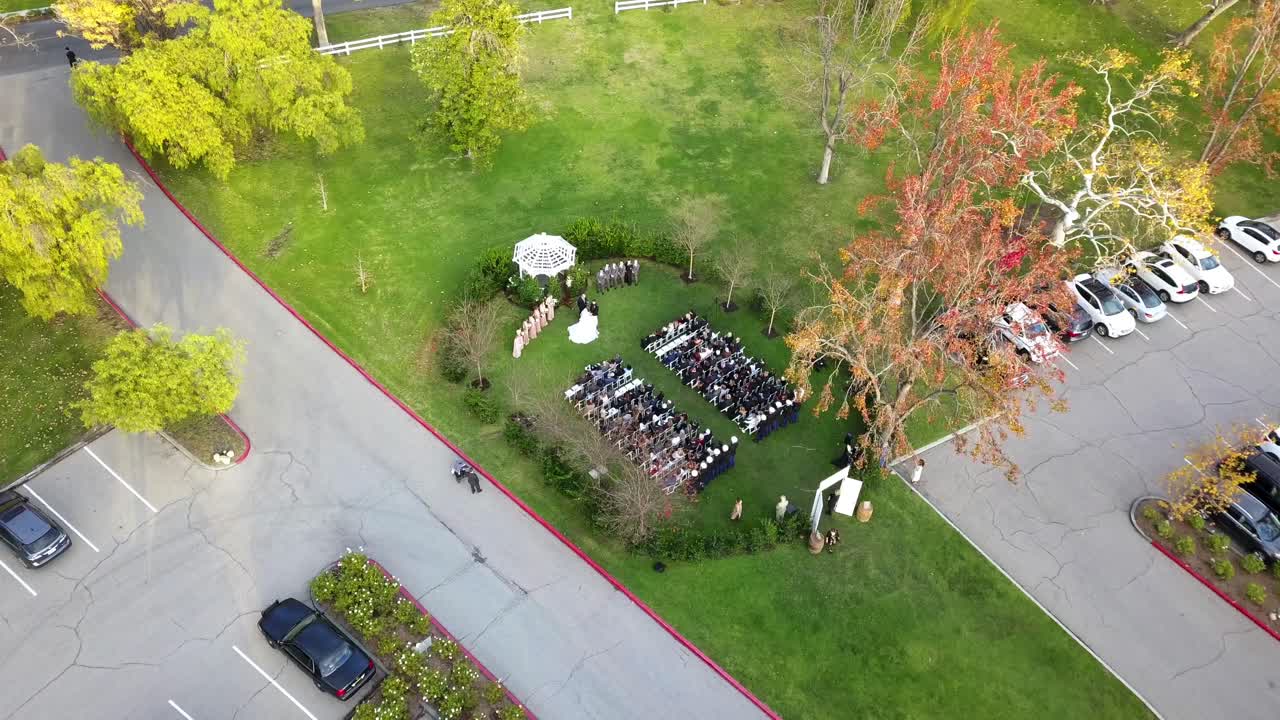 Aerial View of Outdoor Wedding Ceremony